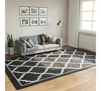 Yunovire Tapis lavable, noir et blanc, 190 x 300 cm, antidérapant, en velours doux, insonorisant, facile d'entretien, pour salon, chambre à coucher et maison