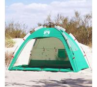 Yunovire Tente de plage pour 2 personnes, vert mer, système de libération rapide, polyester 190T imperméable avec revêtement PU, 2 entrées, 2 fenêtres, coupe-vent, légère pour plage, camping, festival