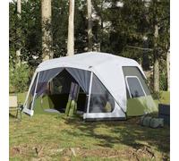 Yunovire Tente familiale avec LED pour 10 personnes, vert clair, libération rapide, imperméable, coupe-vent, avec moustiquaire, protection UV, respirante, camping, randonnée, extérieur, festival