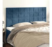 Yunovire Tête de lit bleu foncé 200 x 5 x 118/128 cm en velours, réglable en hauteur, tissu d'ameublement doux pour lit, pieds en bois stable, mise à niveau de la chambre à coucher