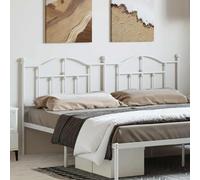 Yunovire Tête de lit en métal blanc 180 cm, tête de lit en acier robuste, revêtue par pulvérisation pour cadre de lit de 180 cm, dossier durable, design moderne de chambre à coucher