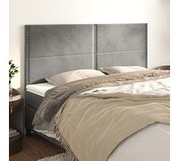 Yunovire Tête de lit gris clair 200 x 5 x 118/128 cm en velours, hauteur réglable, tissu d'ameublement doux pour chambre à coucher, design élégant