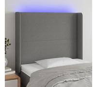 Yunovire Tête de lit LED gris foncé 93 x 16 x 118/128 cm - En tissu réglable en hauteur - Housse respirante - Bande LED USB découpable - Pour lit, chambre à coucher, design moderne et durable