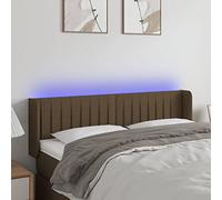 Yunovire Tête de lit LED marron foncé, 147 x 16 x 78/88 cm, en tissu rembourré, hauteur réglable, design moderne pour chambre à coucher, lit, montage mural, soutien confortable