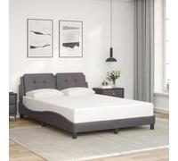 Yunovire Zadar Cadre de lit gris, 120 x 200 cm, en cuir synthétique avec tête de lit, design ondulé, lattes de contreplaqué, pour matelas à partir de 15 cm d'épaisseur, meuble de chambre moderne