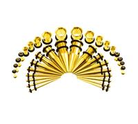 Yunpixx Assortiment de 36 écarteurs d'oreille coniques en acier inoxydable, 1.6/2/2.5/3/4/5/6/8/10mm, Acier inoxydable, Sans pierre