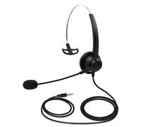 Yunpixx Casque filaire unilatéral 3 x 5 mm avec microphone universel pour bureau, centre d'appel, jeu, discussion, réseau, enseignement, vidéoconférence, compatible avec ordinateur, PC, ordinateur