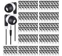 Yunsailing Lot de 150 écouteurs intra-auriculaires en vrac de 3,5 mm avec fil pour étudiants, écoles adultes, hôpitaux, hôtels, bibliothèques, musées, Android, MP3, cadeau (noir)