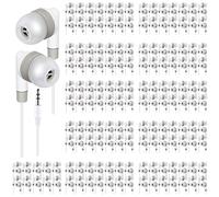 Yunsailing Lot de 150 écouteurs intra-auriculaires générique en vrac de 3,5 mm avec fil pour étudiants, écoles adultes, hôpitaux, hôtels, bibliothèques, musées, Android, MP3, cadeau (blanc)