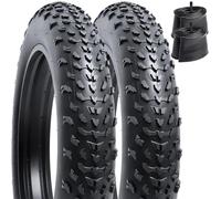 YunSCM Foldable 20 inch Bike Tyres 20x4.0 Tires and Inner Tubes with AV32mm Valve - Compatible with E-Bikes, City & Road Bikes