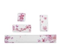 Yunseity 4Pcs PTB Keycaps, DIY Sakura-Pattern Keycap, Espace + ESC + Enter + Numpad Enter Key, Keycaps Teints à Cinq Côtés, pour Clavier Mécanique Universel(Rose & Blanc)