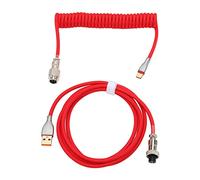 Yunseity Câble USB C spiralé pour Clavier mécanique, câble de Clavier spiralé à Double Manchon USB C vers USB A, avec aviateur en métal détachable Rouge