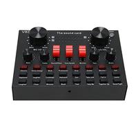 Yunseity Carte Son, Carte Son en Direct AVEC, Mini Table de Mixage Audio AVEC 16 Effet Sonores, pour Diffusion en Direct, Changeur de Voix (BLACK)