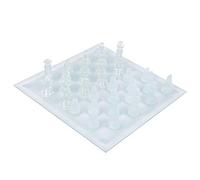 Yunseity Échecs en Verre givré de 9,8 Pouces, échecs Internationaux en de Verre Polonais Terne, Conception élégant, Entièment Fonctionnel, 32 + Damier + Entretoïse, Exécutions