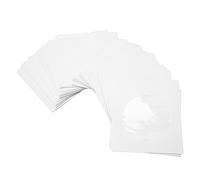 Yunseity Lot de 100 pochettes en papier blanc épais pour CD/DVD avec fenêtre transparente et rabat, réutilisables et anti-poussière pour disque de 8 cm
