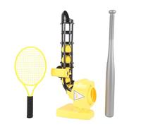 Yunseity Machine de Lancement Automatique 2 en 1 pour Le Baseball et Le Tennis, Comprend Une Batte et Une Raquette Rétractables avec Angles Réglables pour Les Jeux de Sports d'intérieur et (Yellow)