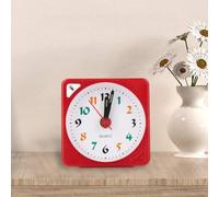 Yunseity Mini Réveil de Table de Voyage avec Mouvement à Quartz et Lumière LED, Horloge de Bureau Rouge à Piles avec Fonction Snooze pour la Maison, Le Bureau et Les Dortoirs (Rouge)