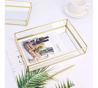 Yunseity Organisateur de Bijoux, Boîtes d'Affichage de Cosmétiques de Bijoux de Plateau d'or Durable et Pratique de Grande Capacité Léger. (Rectangulaire, Moyen)