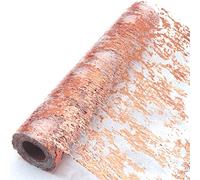 YUNSHANGHE 28 cm × 10 m Chemin de Table Brillant Or Rose Nappe en Polyester avec revêtement Feuille dorée pour Mariage, fête, Anniversaire, Noël, Pâques