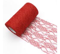 YUNSHANGHE Chemin de table en dentelle rouge - 15 cm x 25 m - Décoration de table pour occasions spéciales telles que mariages et baptêmes