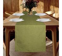 YUNSHANGHE Chemin de table - Imperméable - 40 x 140 cm - Aspect lin - Lavable - Idéal pour salle à manger, fête, décoration de vacances - Vert