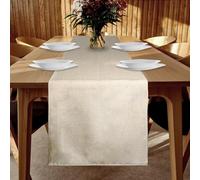 YUNSHANGHE Chemin de Table imperméable - 40 x 140 cm - Beige - Aspect Lin - Lavable - Moderne - Anti-Taches - Parfait pour la Salle à Manger, Les fêtes, Les Vacances