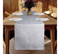 YUNSHANGHE Chemin de Table imperméable - 40 x 140 cm - Gris Clair - Aspect Lin - Lavable - Moderne - Anti-Taches - Parfait pour la Salle à Manger, Les fêtes, Les Vacances