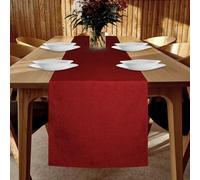 YUNSHANGHE Chemin de Table imperméable - 40 x 140 cm - Rouge - Aspect Lin - Lavable - Moderne - Anti-Taches - Parfait pour la Salle à Manger, Les fêtes, Les Vacances