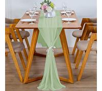 YUNSHANGHE Chemin de table moderne en mousseline de soie, 70 x 300 cm, lavable chemin de table décoratif en tissu, table runner, décoration de table pour mariage, anniversaire, communion (matcha vert)