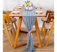 YUNSHANGHE Chemin de Table Moderne en Mousseline de Soie, 70 x 300 cm, Lavable, Chemin de Table décoratif en Tissu, Table Runner, décoration de Table pour Mariage, Anniversaire (Bleu Anthracite)
