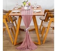 YUNSHANGHE Chemin de table moderne en mousseline de soie - 70 x 300 cm - Lavable - Mariage - Chemin de table décoratif en tissu - Décoration de table pour mariage, anniversaire, communion (vieux rose)