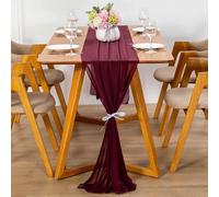 YUNSHANGHE Chemin de Table Moderne en Mousseline de Soie, 70 x 600 cm, Lavable, Chemin de Table décoratif en Tissu, Table Runner, décoration de Table pour Mariage, Anniversaire, Communion (Bordeaux)