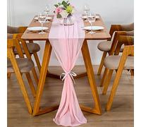 YUNSHANGHE Chemin de Table Moderne en Mousseline de Soie, 70 x 600 cm, Lavable, Table Runner, décoration de Table pour Mariage, Anniversaire, Communion (Rose)