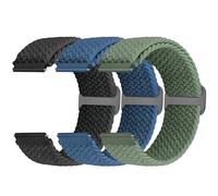 Yunshare Lot de 3 bracelets de rechange en nylon tressé à fermeture rapide - 18-24 mm - Pour Samsung, Garmin, Fossil, Amazfit, Huawei Watch - Pour homme et femme