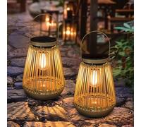 yunsheng Lot de 2 lanternes solaires d'extérieur à suspendre - Étanche IP65 - En métal tissé - Pour cour, terrasse, pelouse, balcon, jardin