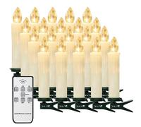 yunsheng Lot de 20 bougies de Noël avec télécommande et minuteur, LED sans fil à intensité variable, fonctionnant sur piles, sans flamme, guirlande lumineuse IP64, décoration de Noël