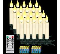 yunsheng Lot de 20 bougies LED sans fil pour sapin de Noël - Avec télécommande - Minuterie - Fonctionne avec piles - Flamme vacillante - Guirlande lumineuse IP64 (contient 20 piles)