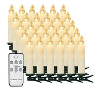 yunsheng Lot de 30 bougies de sapin de Noël avec télécommande et minuteur - Blanc chaud - Sans fil - Fonctionne avec piles - Sans flamme - Étanche - Décoration de Noël