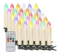 yunsheng Lot de 30 bougies de sapin de Noël RVB avec minuteur à distance, LED sans fil à intensité variable, multicolores, fonctionne avec piles, sans flamme, guirlande lumineuse, IP64, décoration de