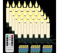 yunsheng Lot de 30 bougies LED sans fil pour sapin de Noël - Avec télécommande - Minuterie - Fonctionne avec piles - Flamme vacillante - Guirlande lumineuse IP64 (contient 30 piles)