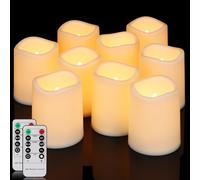 Yunsheng Lot de 9 bougies LED sans flamme avec télécommande - Fonction minuterie - Étanche - Décoration intérieur extérieur