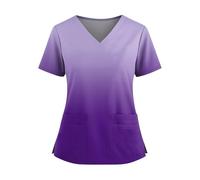 Yunshenla Blouse Medicale Femme Col en V Tenue Infirmiere Professionnelle Vêtements Médicals Col Ras du Cou Manches Courtes Médicals Tunique