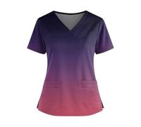 Yunshenla Blouse Medicale Femme Col en V Tenue Infirmiere Professionnelle Vêtements Médicals Col Ras du Cou Manches Courtes Médicals Tunique