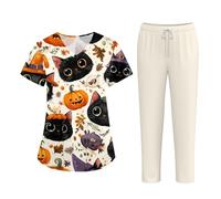 Yunshenla Costume Infirmière Halloween 2 Pcs Ensemble Femme Déguisement Tenues Élégante Blouse Blanche Homme Tunique Tenue Estheticienne Professionnelle Aide Soignante De