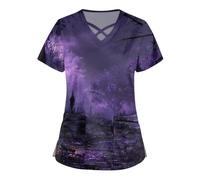 Yunshenla Halloween Blouse Medicale Femme Col en V Manches Courtes Médicals Tunique Infirmiere Professionnelle Costume Diablesse De Ménage Déguisement Squelette Assistante Maternelle Deguisement