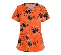 Yunshenla Halloween Blouse Medicale Femme Col en V Manches Courtes Médicals Tunique Infirmiere Professionnelle Tenue Vampire Costume Aide Soignante Blanche Coton Chimie Lycee