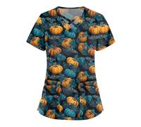Yunshenla Halloween Blouse Medicale Femme Col en V Manches Courtes Médicals Tunique Infirmiere Professionnelle Tenue Vampire Costume Aide Soignante Blanche Coton Chimie Lycee