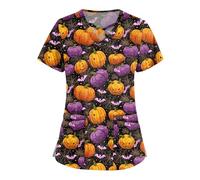 Yunshenla Halloween Blouse Medicale Femme Col en V Manches Courtes Médicals Tunique Infirmiere Professionnelle Tenue Vampire Costume Aide Soignante Blanche Coton Chimie Lycee