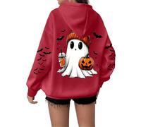 Yunshenla Sweat a Capuche Femme Pull Halloween Grande Taille Polaire Long Hiver Chaud sous Col Roulé