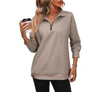 Yunshenla Sweat Femme sans Capuche Sweat Zippé Femme Casual Sport Sweatshirts Pull Chic Et Élégant Vetement Pull Laine Hiver Chaud Rouge Serres-Taille Polaires De Randonnée